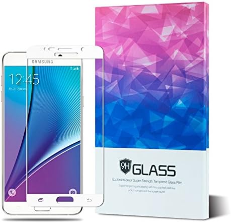 Miboo - Galaxy Note 5 Screen Protector, Premium Color Tempered Glass Screen Protector 0.26mm Full Coverage Anti-Scratch for Samsung Galaxy Note 5 (White)