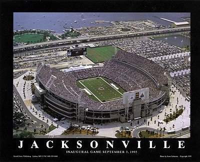 (22x28) Scott Schwartz Jacksonville Jaguars Alltell Stadium Inaugural Game Sept 3 1995 Sports Poster