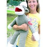 BIG Plush Sock Monkey with Heart-shaped Red Tattoo on Arm That Says Mom -... by BigPlush