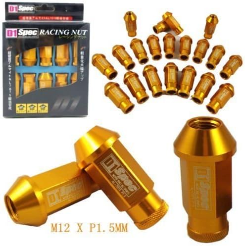 D1-SPEC GOLD JDM WHEEL RACING　LUG NUT FOR HONDA ACURA INTEGRA M12 X 1.5MM 20PCS NEW