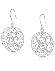 Sterling Silver Filigree Round Drop Earrings