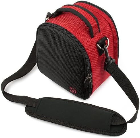 Vangoddy designed RED Compact DSLR &amp; SLR HD Digital Camera Bag, Laurel Style For all Nikon SLR Entry Level or Professional Cameras with Unique Flip-out Compartment, Guaranteed Fit (D7000, D5100, D5000, D3100, D3000, D700, D90, D60, D40, D3S, Nikon 1 J1, DX-Format CMOS, Camera body Only, NIkkor Lenses, Grip, SLR Flash equipment, Camera Batteries, ect) + Black &amp; Pink 6 inch Flexigrip Camera Tripod