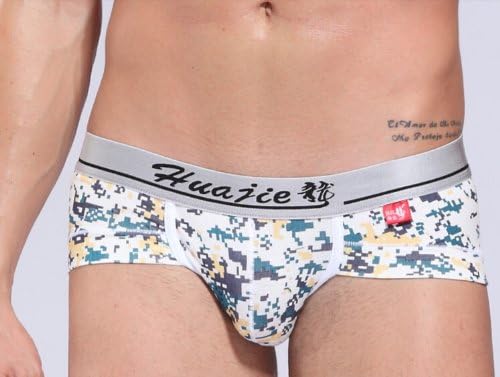 only youPersonal comfort cotton underwear Men's underwear boutique cotton printed plaid cotton comfortable men's sexy low-waist U convex pouch briefs20 (M/28-30inches, 03)