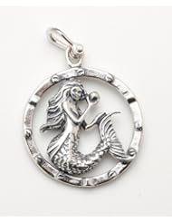 Mermaid Nautical Themed Medallion Sterling Silver