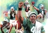 New York Jets (Brett Favre, Action Montage) Framed & Matted Sports Poster Print - 11" X 17"