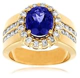 14k Yellow Gold Oval Tanzanite and Diamond Ring, Size 7.25