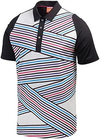 Puma Golf Men's Duo Swing Tech Graphic Polo Shirt - L - Black/White