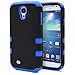 Galaxy S4 Case, MagicMobile Hybrid Impact Shockproof Cover Hard Armor Shell and Soft Silicone Skin Layer [ Black - Blue ] with Screen Protector and Stylus