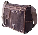 Military Style Canvas Crossbody Messenger Bag Laptop Case Backpack Brown