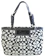 Authentic Coach Signature Pleated East West Gallery Tote 14281 Black/White