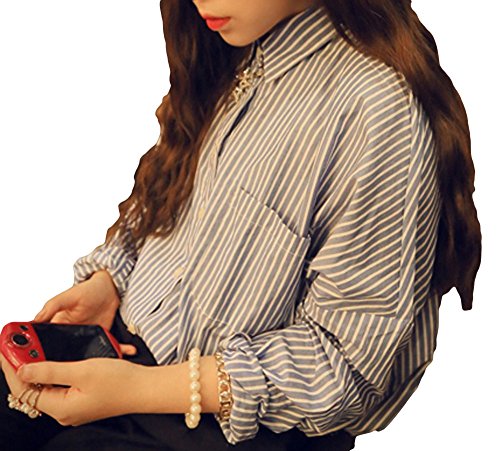 [CASA ROSADA] ストライプシャツ ブラウス シャツ ゆるフェミニン オリジナルブレスレットセット