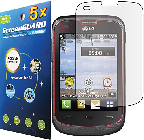 GuarmorShield 5x LG 306G 305C Tracfone StraightTalk Net10 Premium Clear LCD Screen Protector Guard Shield Cover Film Kit (Package by Guarmor Brand)