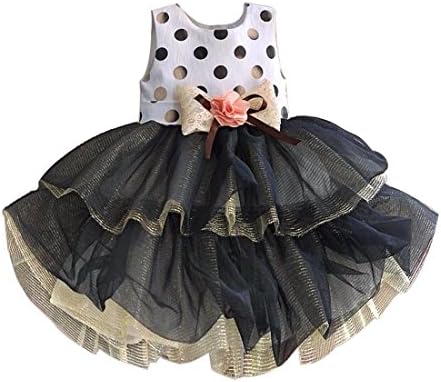 Decollra Baby Girls Polka Dot Flower Layered Gauze TUTU Party Dresses 4T Golden