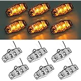 Partsam 6pcs LED Light 2 Diode Clear/Amber Universal Mount Clearance Side Marker Trailer (Size: 2.53 x 1.06 x 0.71 inch )