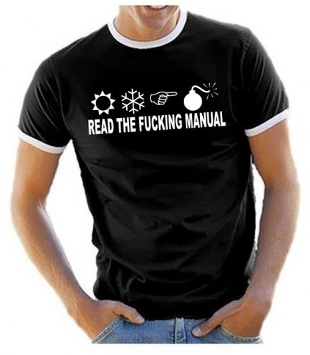 Coole-Fun-T-Shirts T-Shirt RTFM read the fucking manual RINGER, schwarz, XL, 10460_schwarz Preisvergleich
