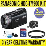 BRAND NEW PANASONIC HDC-TM900 CAMCORDER w/ 8GB MEMORY CARD + UV FILTER + CAMCORDER CASE + 3 YEAR CELLTIME WARRANTY