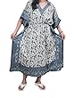 Mogul Womans Kaftan Maxi Dress Paisley Print Blue Moroccan Caftan