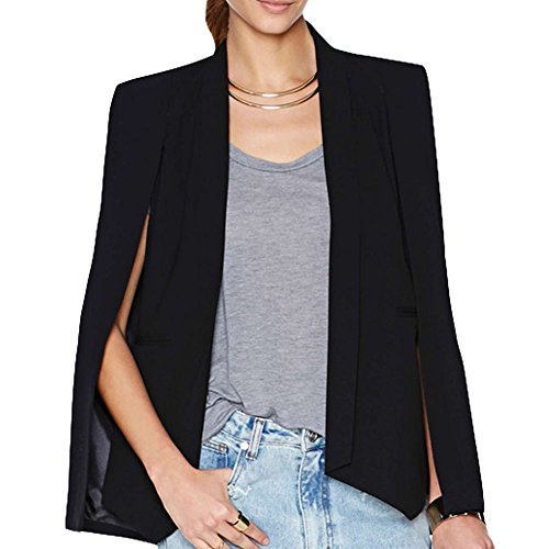 Difyou Women's OL Open Sleeve Fall Poncho Cape Shawl Blazer Suit