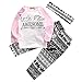 Baby Girl 3pcs Outfit Set Letter Print Long Sleeve Top+Retro Long Pants+Headband (1-2T, White)