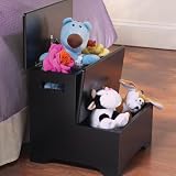 Pet Supplies : Black Wood Pet Dog Steps Stairs & Toy Box Combo