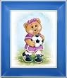 Sports Bear Soccer Star Girl - Childrens Wall Art, Kids Wall Art, Nursery Wall Art