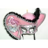 Venetian Mask Halloween Lady Pirate Hat Pink and Sliver