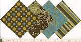 40 4" Bohemian Retro Teal Quilt Cotton Fabric Squares