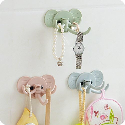 Kitchen Bathroom Plastic Wall Hanging Hooks Hangers Home Décor Elephant Shape Holders Organizers ( 3 Pack)