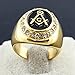 18K Gold Plated Stainless Steel Masonic Ring Retro Antique Black Crystal Stones Band