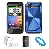 Blue Metallic Cosmo Wave Design Protective Snap-On Case Cover for HTC Droid ....