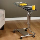 Laptop Cart with Mouse Pad in Chrome Glass: Clear
