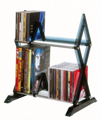 Atlantic Mitsu 64835193 52 CD/36 DVD/BluRay/Games 2-Tier Media Rack (Smoke)