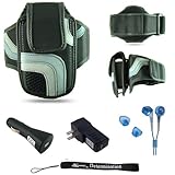 Black Adjustable Deluxe Sportband / Workout Armband with Adaptable Neck Str ....