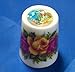 Porcelain China Thimble -- Country Roses with Swarovski Crystal Setting