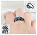 Bamos Jewelry Halloween Water Blue Aquamarine Skulls Black Gold Wedding Rings for Womens Size 6-10