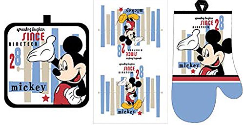Disney Mickey Mouse Cute Kitchen Oven Baking Mit Towel & Pad - 3 Piece Set