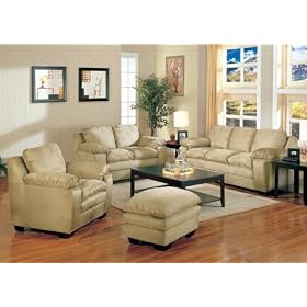Microfiber Sofa Set - 4 Piece in Beige Microfiber - Coaster by Coaster