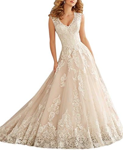 Juhabridal 2016 V-neck A-line Lace Wedding Dresses Bridal Wedding Gowns JHB003