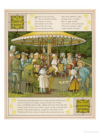Carousel in the Champs Elysees Paris Giclee Poster Print by Thomas Crane, 9x12