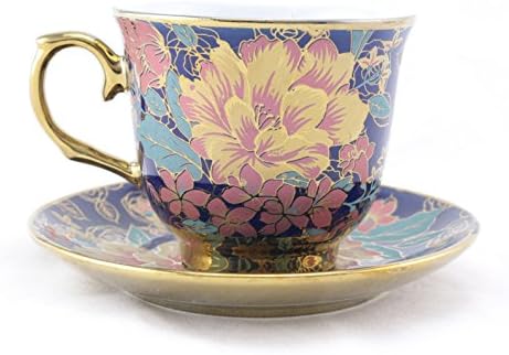 Ambilight Porcelain 6-ounce Coffee Cup and Saucer Blue Chintz with Gold Trim,blue,B2,outstanding decorative cups