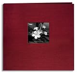 Pioneer 12 Inch by 12 Inch Postbound Silk Fabric Frame Front Memory Book, Cranberry