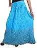 Women's Maxi Skirt Blue Print Cotton Gypsy Hippie Crinkle Boho Long Skirts