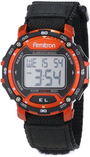Armitron Sport Men's 40/8291RED Black Velcro Strap Round Red Digital Chronograph Watch