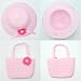 Lovely Charm Princess Straw Baby Girl Sun Hat Summer Flower Cap and Handbag (Pink)