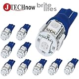 Jtech 10x 194 168 2825 T10 5-SMD Blue LED Car Lights Bulb
