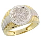 10k Gold Rolex Style Mens Ring w  Rhodium Accent, w  0.10 Carat Brilliant Cut Diamonds, 1 2 in....
