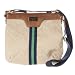 Women's/Girl's Tommy Hilfiger Large Logo Crossbody Handbag (Beige/Brown With Navy/Green Stripe)