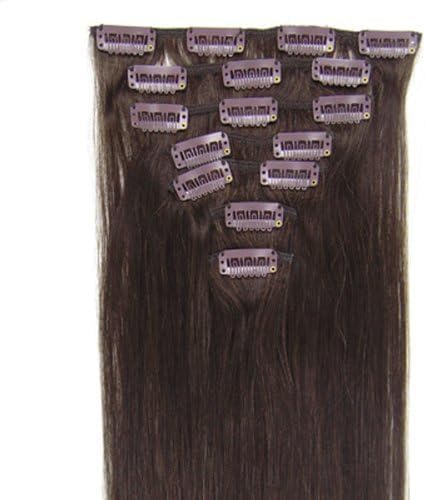 #2 Darkest Brown 15"18"20"22"24"26"28"Silky Straight Clip In Indian Remy Human Hair Extension For Beauty For Full Head (18inch    70g/7pcs)