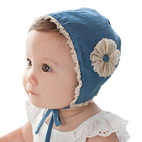 Theplus Baby Girls Cute Denim Flower Soft Beanie Hat Infant Pilot Cap Denim