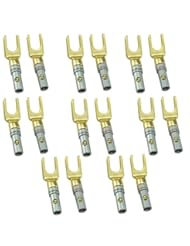 CE: UCEC Y Plug 45 Degree Spade Connector for Speaker Wire DIY - Pack of 16 (8 Black,8 Red) - UCEC